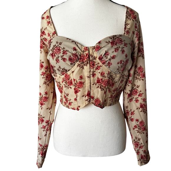 Windsor Floral Corset Top Coquette Romantic Sweetheart Blouse Small - Picture 8 of 9